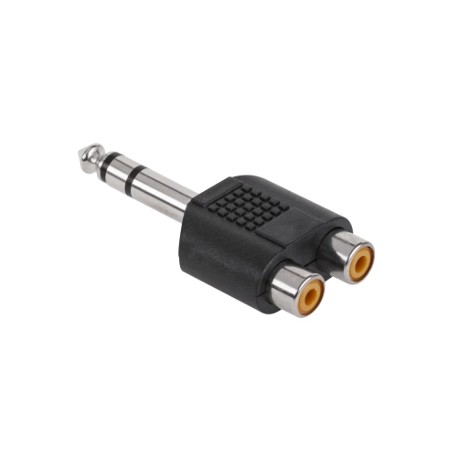 Złącze przejściówka stereo duży Jack 6.3mm - 2x RCA gniazdo