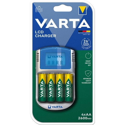Ładowarka do akumulatorków AA AAA VARTA + akumulatorki AA 2600mAh 4szt. + ładowarka 12V samochodowa