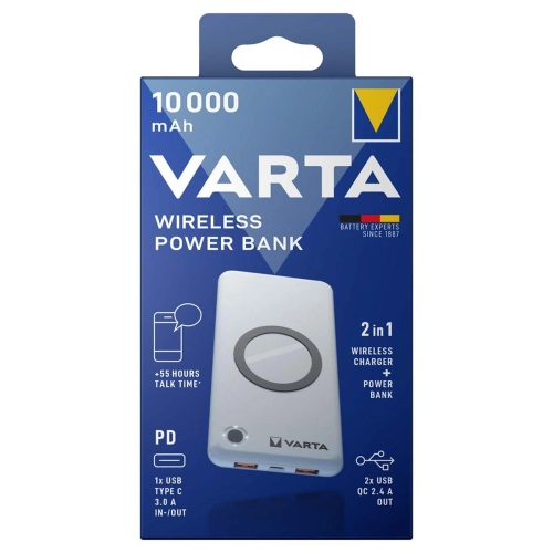 Power Bank 10000mAh Wireless bezprzewodowy Power Bank z ładowarką indukcyjną VARTA