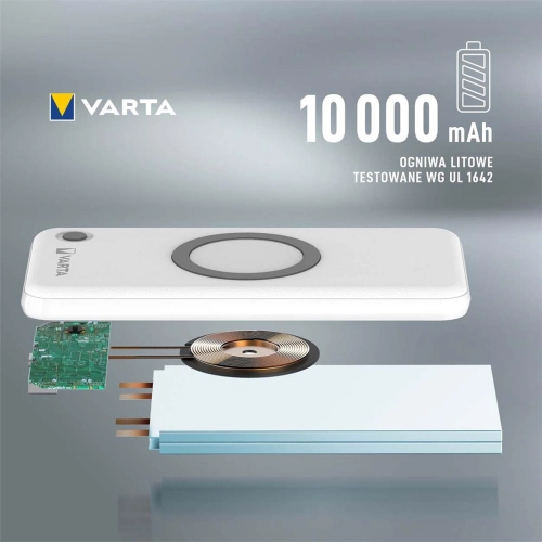 Power Bank 10000mAh Wireless bezprzewodowy Power Bank z ładowarką indukcyjną VARTA -103564