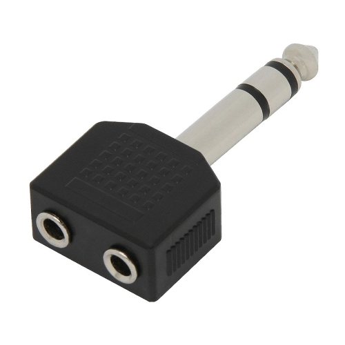 Złącze przejściówka stereo duży Jack 6.3mm - 2 x mały Jack 3.5mm gnizdo