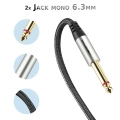 Kabel wtyk jack 3.5mm stereo - 2x wtyk jack 6.3 mm mono 3m Shudder PREMIUM w tekstylnym oplocie-104711
