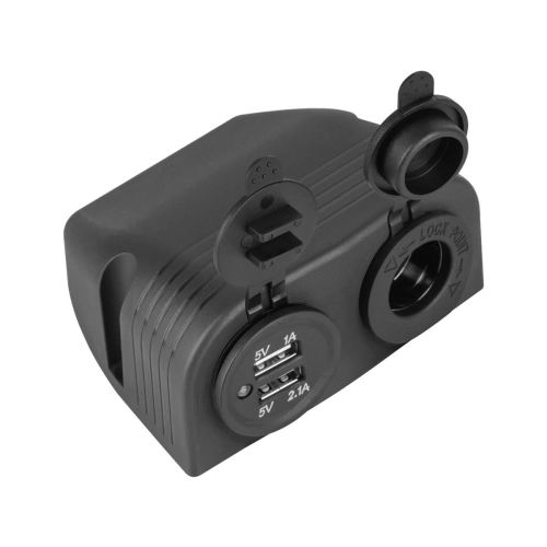 Gniazdo zapalniczki samochodowej + 2 x gniazda ładowania USB 3100mA max do przykręcenia