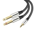 Kabel wtyk jack 3.5mm stereo - 2x wtyk jack 6.3 mm mono 3m Shudder PREMIUM w tekstylnym oplocie-105436