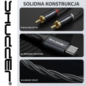 Kabel wtyk USB-C - 2 RCA 1.5m Shudder PREMIUM USB-C - 2 Cinch, USB C - 2xRCA-105008