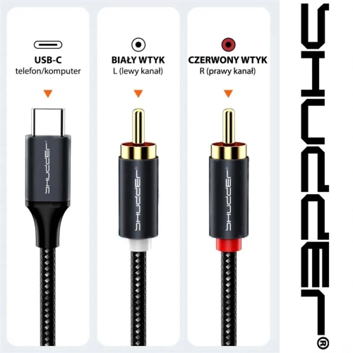 Kabel wtyk USB-C - 2 RCA 1.5m Shudder PREMIUM USB-C - 2 Cinch, USB C - 2xRCA-105007