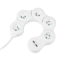Przedłużacz sieciowy snake 1.5m regulowany 5 gniazd + 2x USB z uziemieniem i wyłącznikiem ruchomy-106872