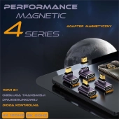 Przejściówka adaptor złącze magnetyczne HDMI 2.1 magnetyczny wtyk - gniazdo kątowe 90 stopni góra 8K 60Hz 4K 120Hz