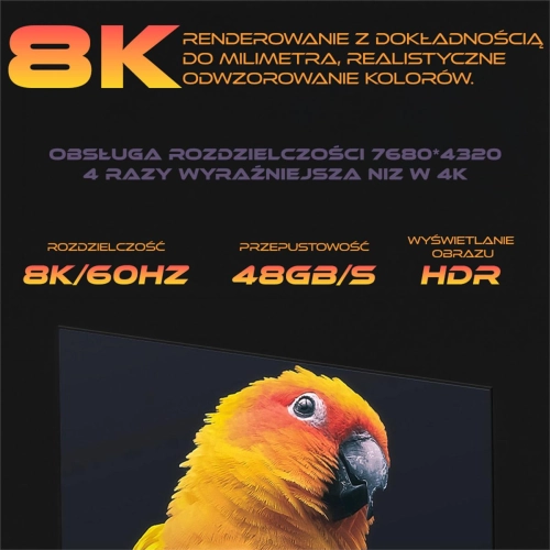 Przejściówka adaptor złącze magnetyczne HDMI 2.1  magnetyczny wtyk - gniazdo kątowe 90 stopni boczny prawy 8K 60Hz 