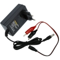 Ładowarka automatyczna akumulatorów żelowych 6V / 12V 2A z wtykiem 2.5mm x 5.5mm z dodatkową przejściówką z kroko