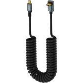 Kabel wtyk USB-C - wtyk USB-C kątowy 90 stopni przewód sprężynka PREMIUM 50 - 150 cm by Shudder-107217