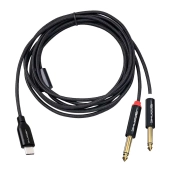 Kabel wtyk USB-C - wtyk Jack 6.3mm L+R  stereo 2m Shudder PREMIUM USB - C - 2x duży Jack 6.3mm-107471