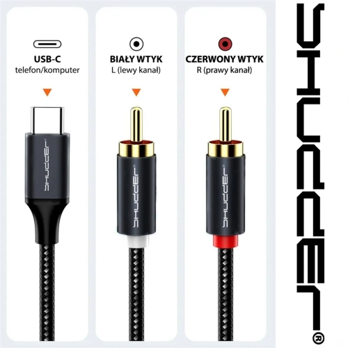 Kabel wtyk USB-C - 2 RCA 3m Shudder PREMIUM USB-C - 2 Cinch, USB C - 2xRCA-107494