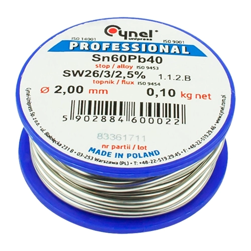 Cyna 2.00 / 100g / spoiwo LC60-FSW26 do lutowania