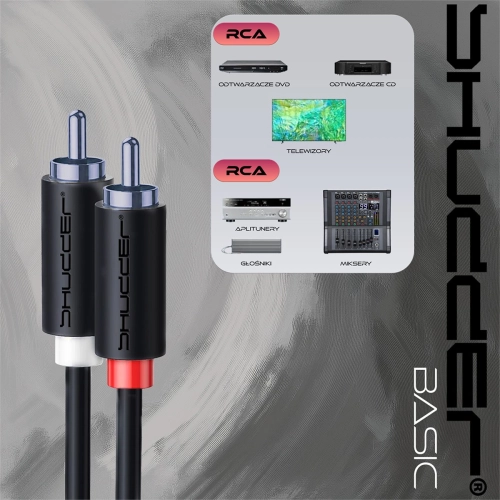 Kabel wtyk 2 RCA - 2RCA 5m Shudder BASIC przewód cinch - cinch czincz - czincz-107654