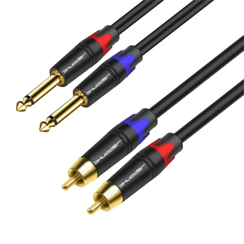 Kabel wtyk 2x jack 6.3mm mono - 2 RCA wtyk 5m Shudder PREMIUM