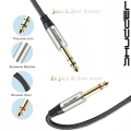 Kabel wtyk jack 6.3 stereo - 2x wtyk jack 6.3 mono 3m Shudder PREMIUM w tekstylnym oplocie-108811