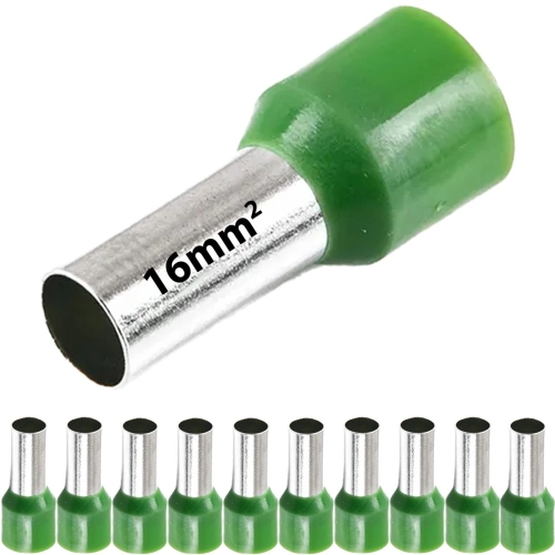 Konektor izolowany rurkowy na przewód tulejka 16mm2 zielony 10szt.
