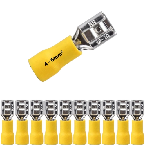 Konektor izolowany żeński 6.3mm x 4mm2 - 6mm2 żółty 10szt.