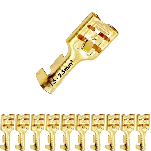 Konektor nieizolowany płaski żeński z zaczepem 6.3mm x 1.5mm2 - 2.5mm2 10szt.