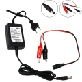 Ładowarka automatyczna akumulatorów żelowych 12V 1.5A z wtykiem 2.5mm x 5.5mm z dodatkową przejściówką z krokodylkami