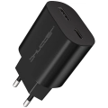 Oryginalna Ładowarka sieciowa Shudder gniazdo USB + USB-C GaN z funkcją Power Delivery i Quick Charge 20W czarna