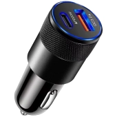 Oryginalna ładowarka samochodowa Shudder gniazdo USB + USB-C z funkcją Power Delivery i Quick Charge 30W czarna