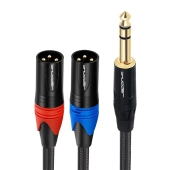 Kabel Jack 6.3mm stereo -2 x XLR męski 2m Shudder PREMIUM w tekstylnym oplocie-109865 Kabel Jack 6.3mm stereo -2 x XLR męski 2m Shudder PREMIUM w tekstylnym oplocie-109865
