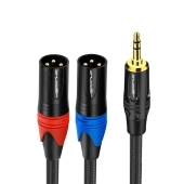 Kabel Jack 3.5mm stereo - 2x XLR męski 1m Shudder PREMIUM w tekstylnym oplocie-109872 Kabel Jack 3.5mm stereo - 2x XLR męski 1m Shudder PREMIUM w tekstylnym oplocie-109872