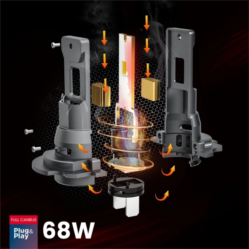 Żarówki samochodowe LED F25 PRO BLACK FULL H7 Canbus 68W 12V 24V-109362
