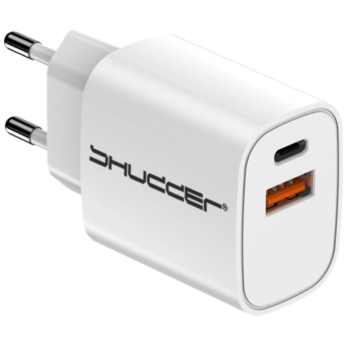 Oryginalna Ładowarka sieciowa Shudder gniazdo USB + USB-C Power Delivery i Quick Charge 20W GaN biała