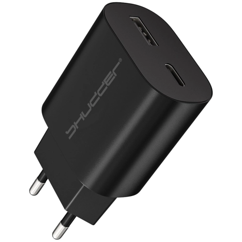 Oryginalna Ładowarka sieciowa Shudder gniazdo USB + USB-C GaN z funkcją Power Delivery i Quick Charge 20W czarna