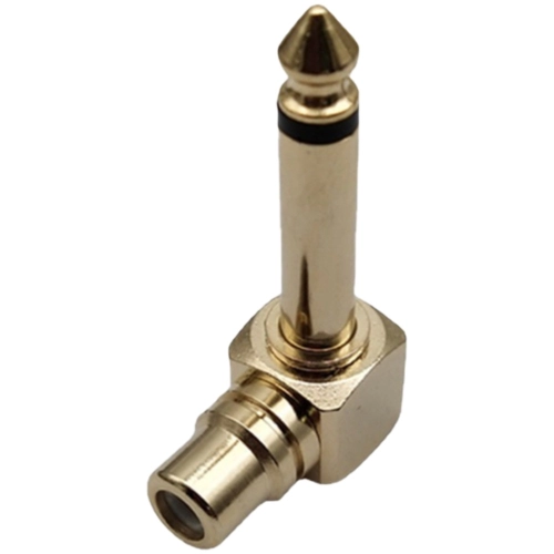 Złącze przejściówka kątowa mono duży Jack 6.3mm - 1x RCA Cinch gniazdo HQ-110573