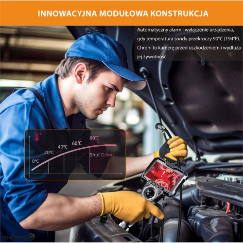 Kamera inspekcyjna 4 kierunkowa 2 kamery 6.5mm z ekranem LCD 4.3