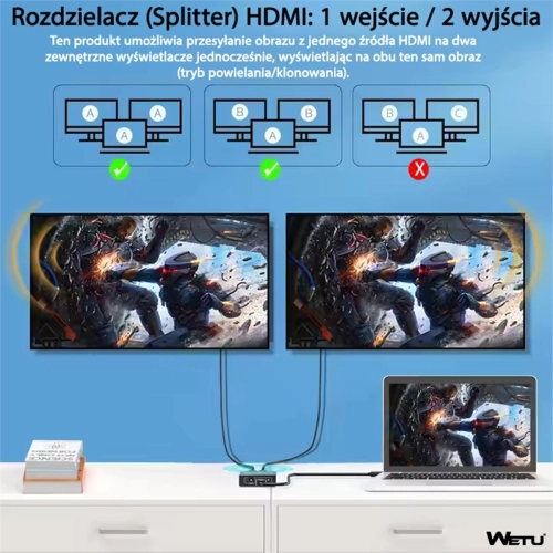 Rozdzielacz HDMI switch splitter 2x1 4K 120Hz-111038