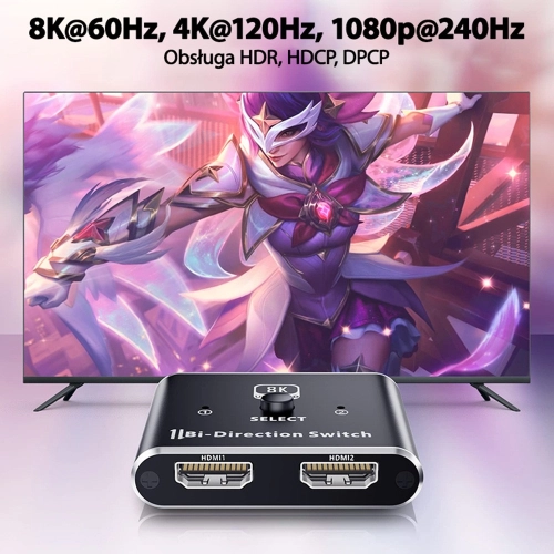 Rozdzielacz HDMI switch 2x1 4K 120Hz-111050