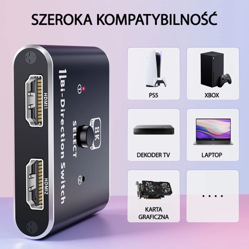Rozdzielacz HDMI switch 2x1 4K 120Hz-111053