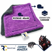 Ręcznik do osuszania z mikrofibry RevoCare CARBON MONSTER 1200GSM 40x40cm szaro fioletowy-112417