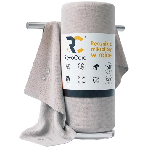 Ręcznik z mikrofibry w rolce RevoCare 30x30 50szt. jasno szary 200GSM